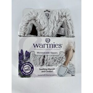 Warmies Slippers Microwavable Lavender Scented Plush Heatable Faux Fur Brown